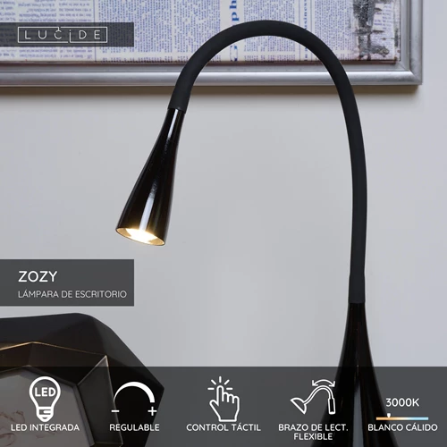 Lucide ZOZY - Lámpara de escritorio - LED Regul. - 1x4W 3000K - Negro - USP